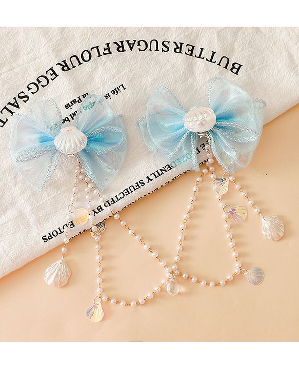 Babyhug Free Size Bow & Butterfly Clip - Blue