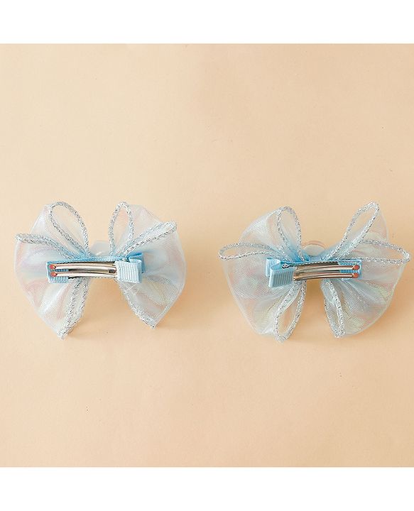 Babyhug Free Size Bow & Butterfly Clip - Blue