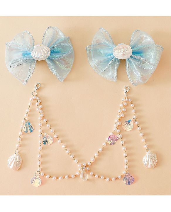 Babyhug Free Size Bow & Butterfly Clip - Blue