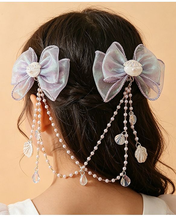 Babyhug Free Size Bow & Butterfly Clip - Purple