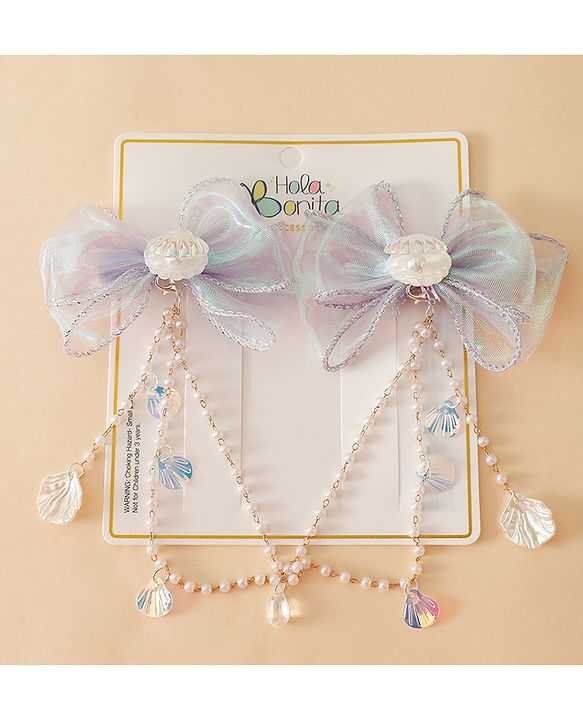 Babyhug Free Size Bow & Butterfly Clip - Purple