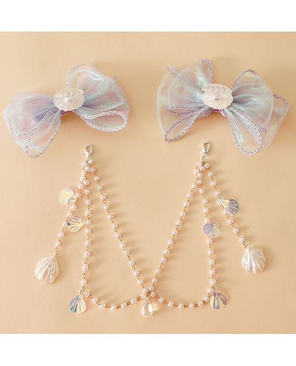 Babyhug Free Size Bow & Butterfly Clip - Purple