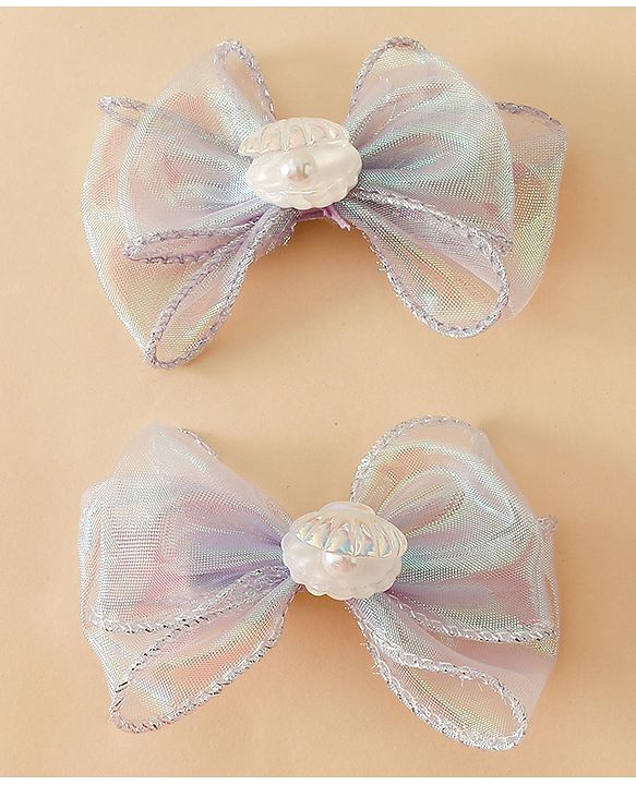 Babyhug Free Size Bow & Butterfly Clip - Purple