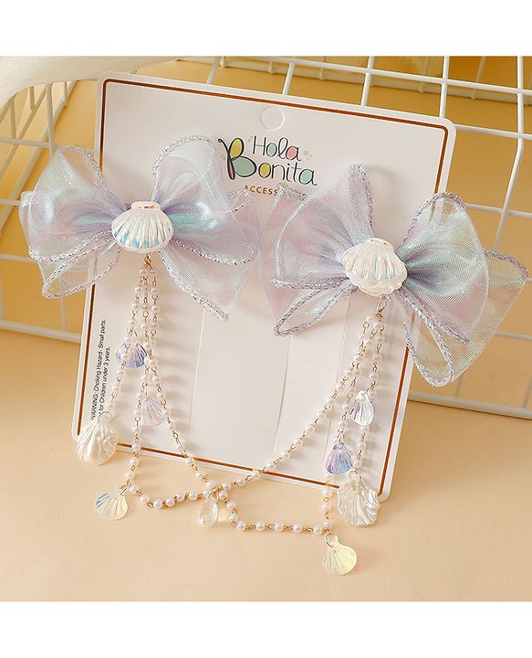 Babyhug Free Size Bow & Butterfly Clip - Purple