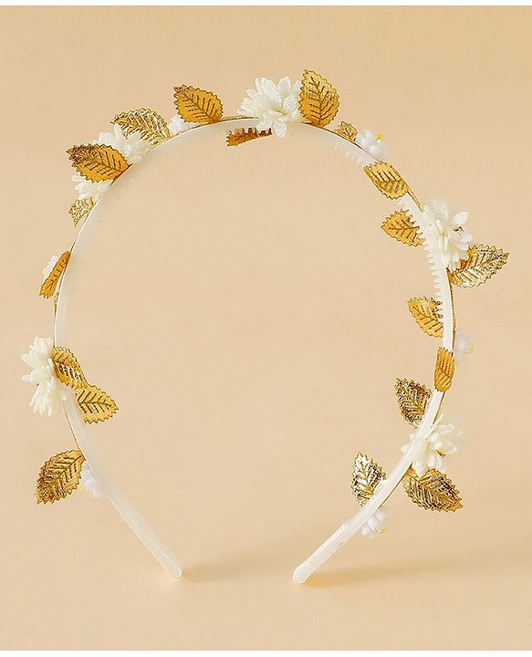 Pine Kids Free Size Hair Bands - White & Gold