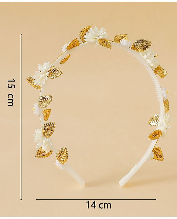Pine Kids Free Size Hair Bands - White & Gold