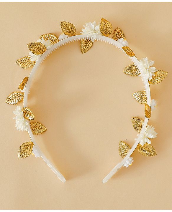Pine Kids Free Size Hair Bands - White & Gold