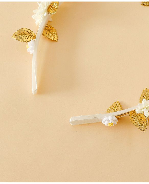 Pine Kids Free Size Hair Bands - White & Gold