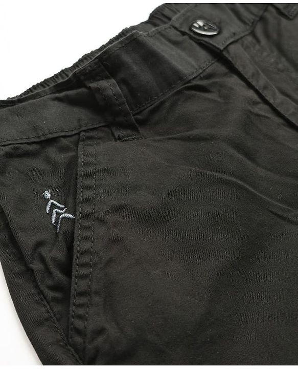 Pine Kids Cotton Elastane Woven Full Length Solid Trousers Pant - Black