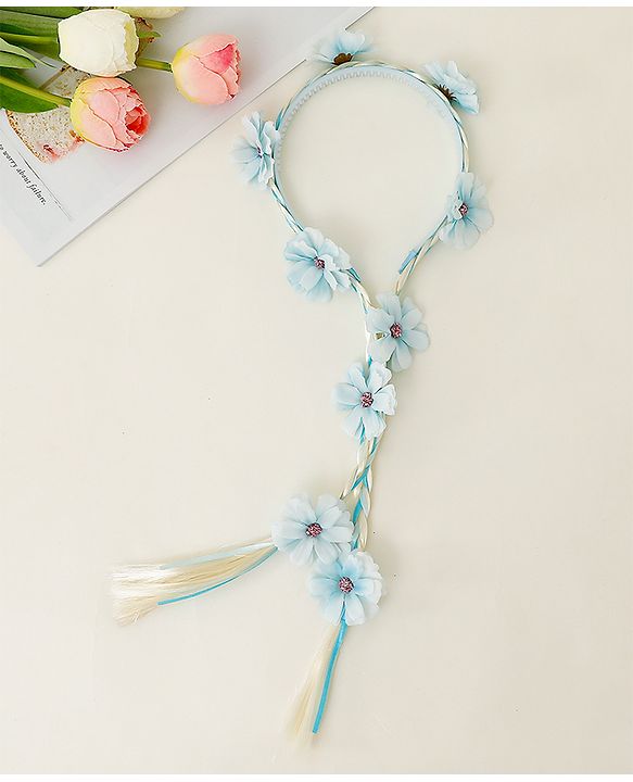 Babyhug Hair Band With Floral Applique - Blue