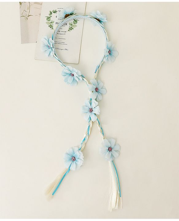 Babyhug Hair Band With Floral Applique - Blue