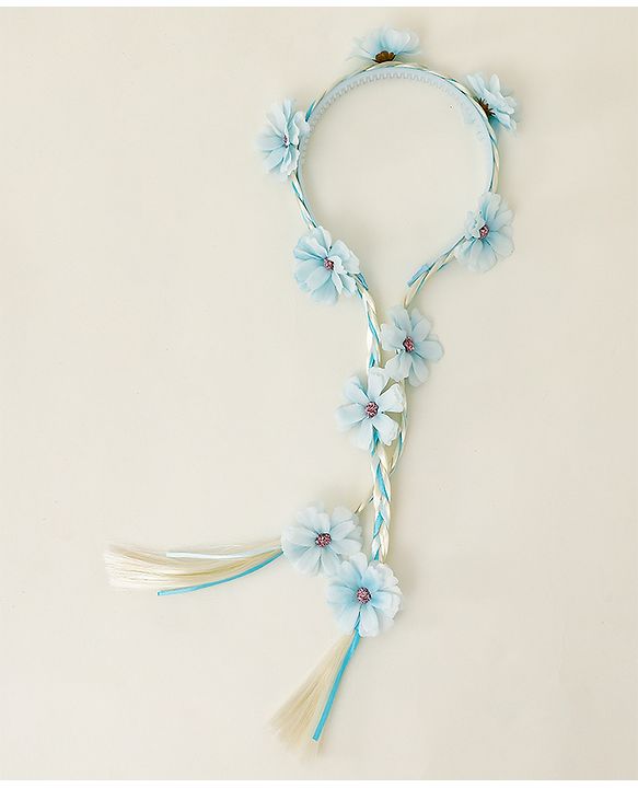 Babyhug Hair Band With Floral Applique - Blue