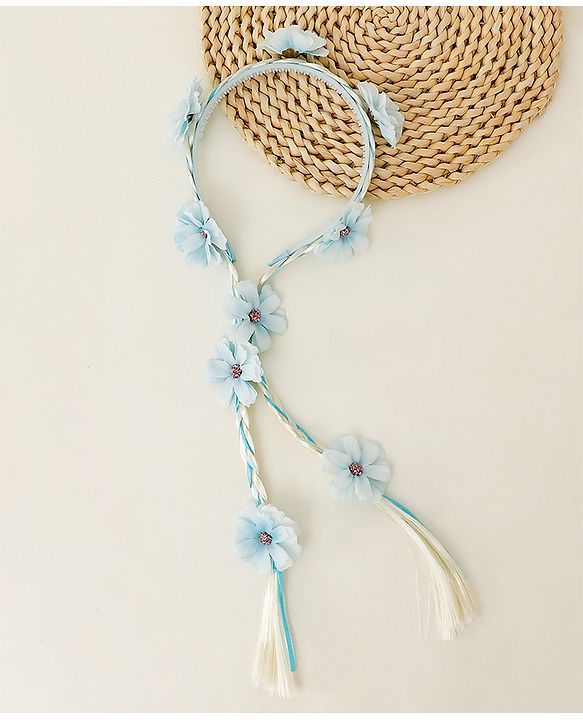 Babyhug Hair Band With Floral Applique - Blue