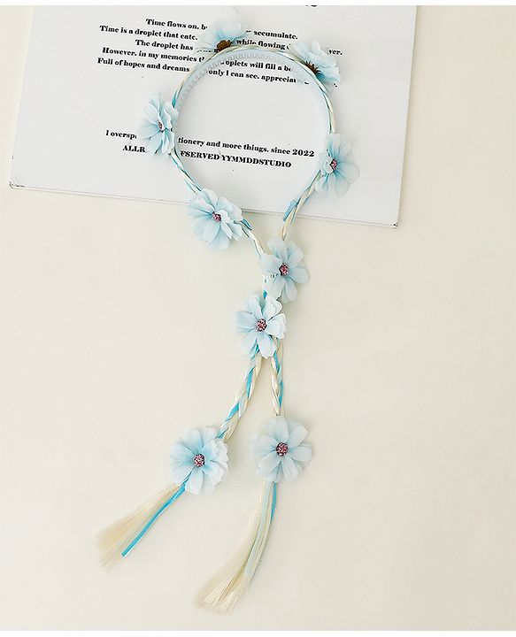 Babyhug Hair Band With Floral Applique - Blue