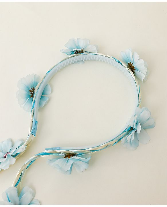 Babyhug Hair Band With Floral Applique - Blue
