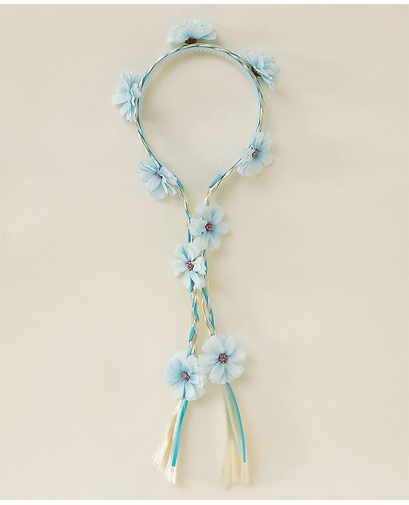 Babyhug Hair Band With Floral Applique - Blue