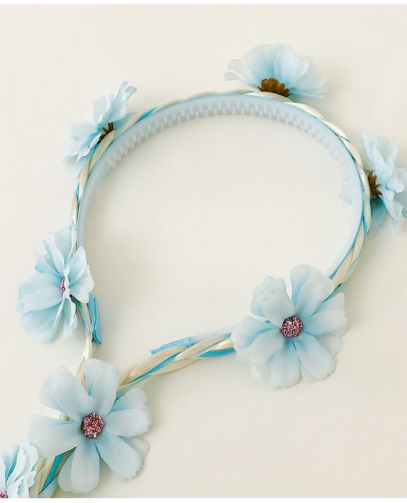 Babyhug Hair Band With Floral Applique - Blue