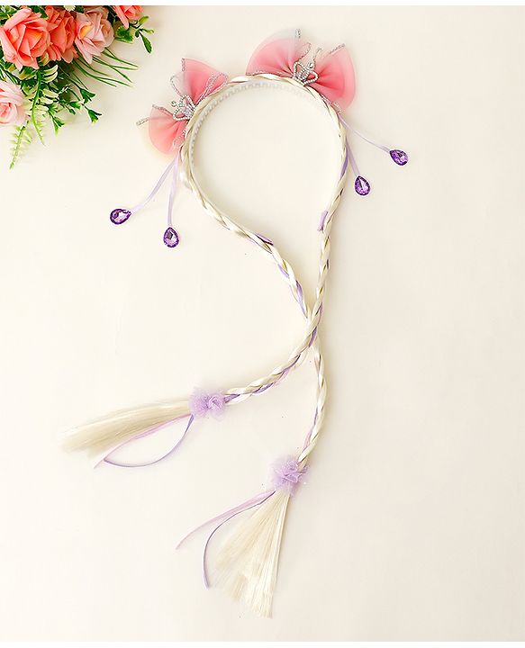 Babyhug Hair Band With Bow Applique Free Size - Pink
