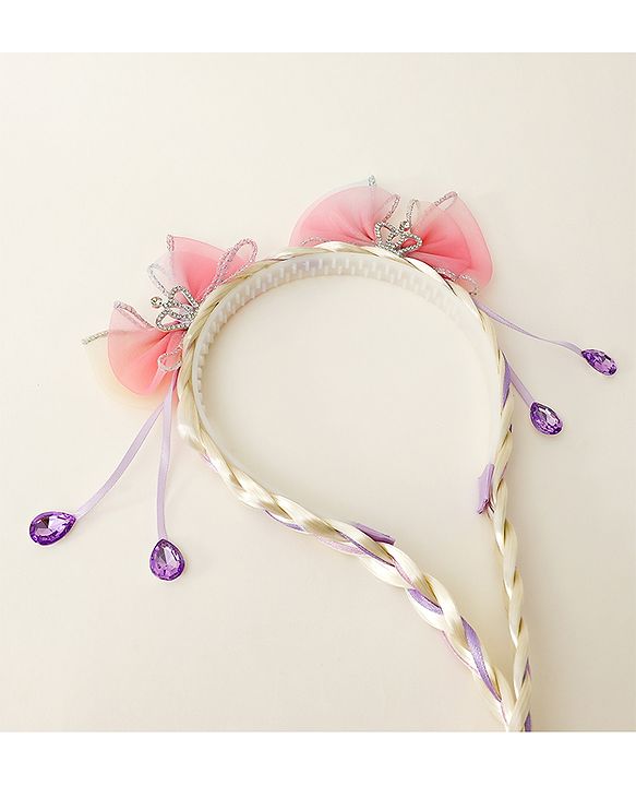 Babyhug Hair Band With Bow Applique Free Size - Pink
