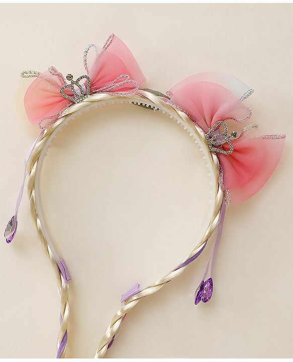 Babyhug Hair Band With Bow Applique Free Size - Pink