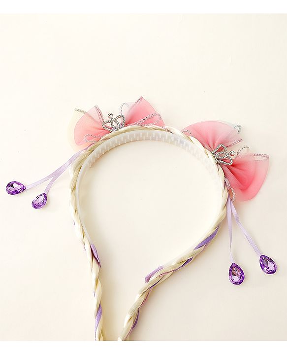 Babyhug Hair Band With Bow Applique Free Size - Pink