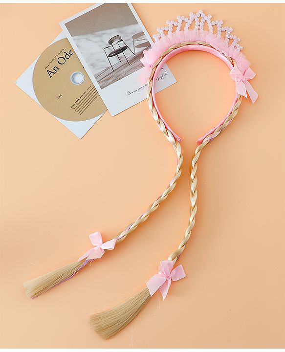 Babyhug Pearl Bead Crown Applique Hair Band - Pink
