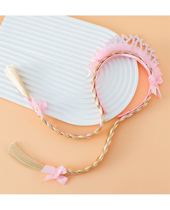 Babyhug Pearl Bead Crown Applique Hair Band - Pink