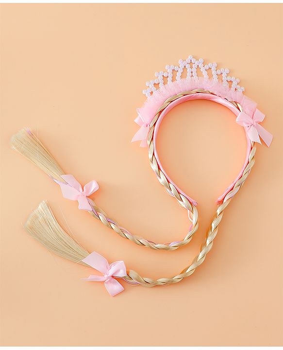 Babyhug Pearl Bead Crown Applique Hair Band - Pink