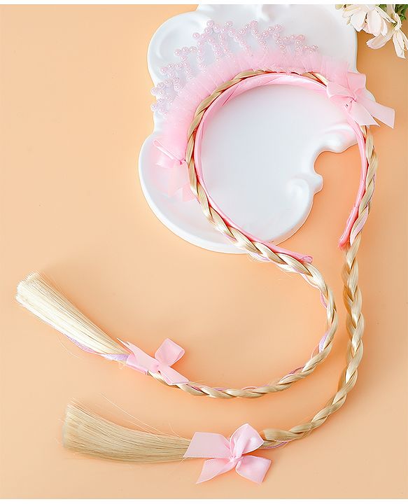 Babyhug Pearl Bead Crown Applique Hair Band - Pink
