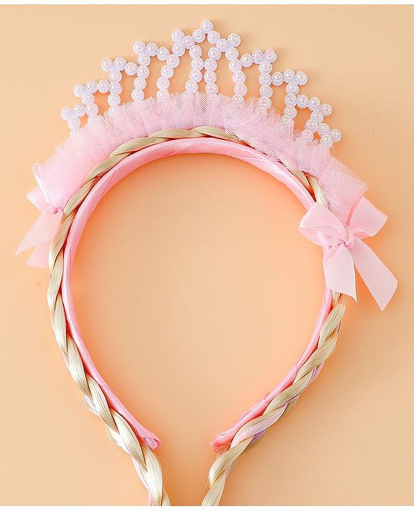 Babyhug Pearl Bead Crown Applique Hair Band - Pink
