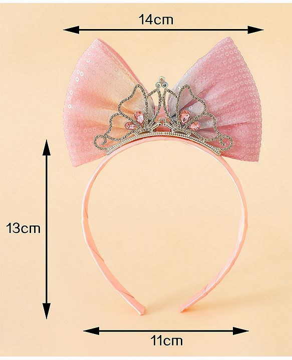 Babyhug Bow and Tiara Applique Hair Band- Pink