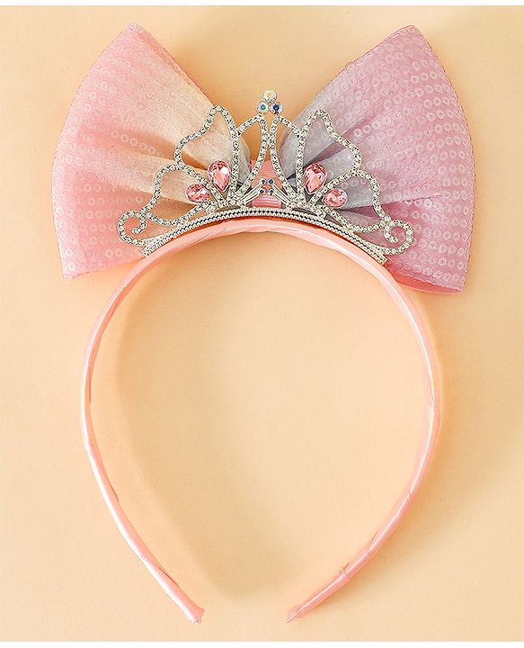 Babyhug Bow and Tiara Applique Hair Band- Pink