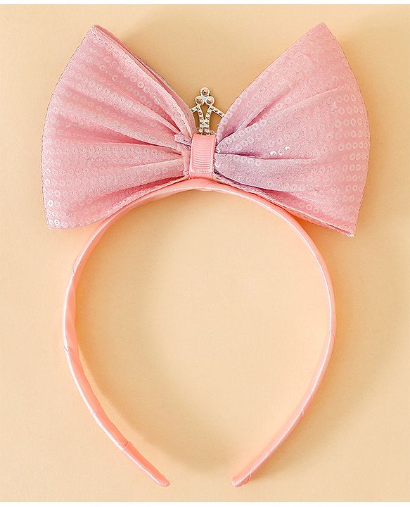 Babyhug Bow and Tiara Applique Hair Band- Pink