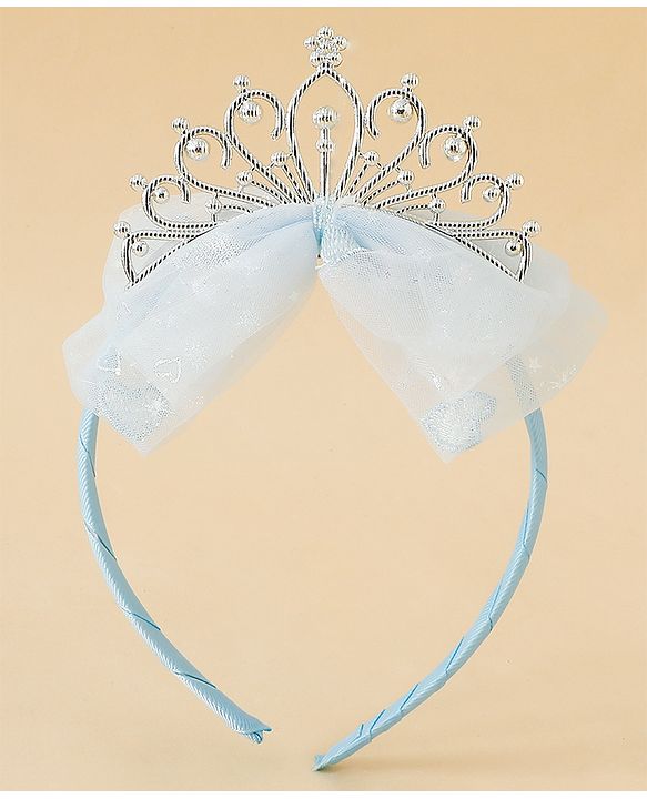 Babyhug Hair Band With Bow and Tiara Applique Free Size - Blue