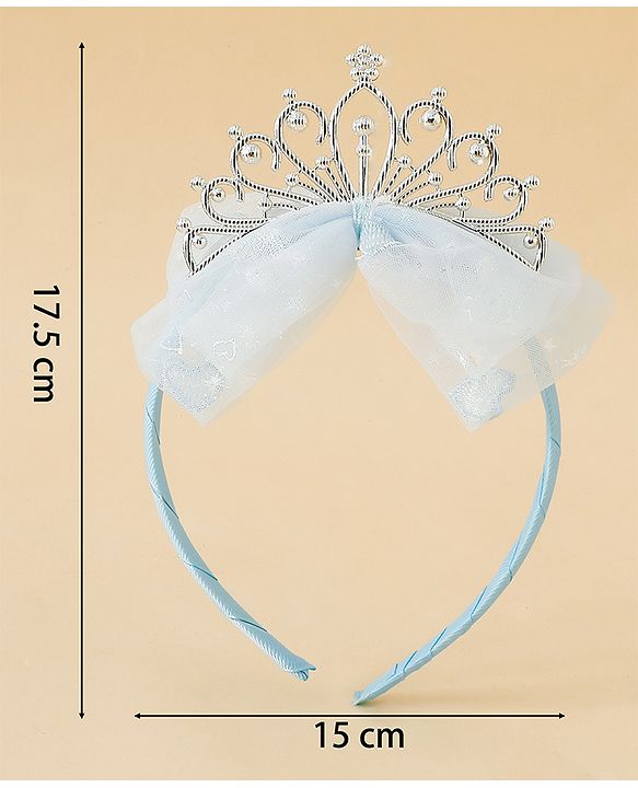 Babyhug Hair Band With Bow and Tiara Applique Free Size - Blue
