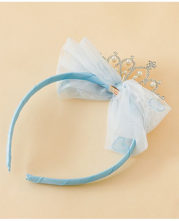 Babyhug Hair Band With Bow and Tiara Applique Free Size - Blue