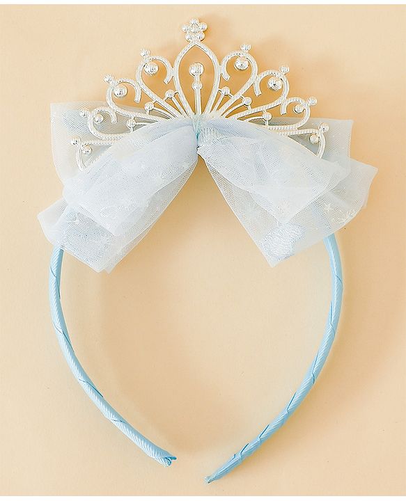 Babyhug Hair Band With Bow and Tiara Applique Free Size - Blue
