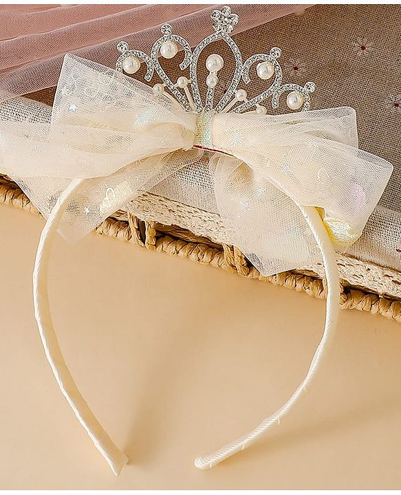 Babyhug Hair Band With Bow and Tiara Applique Free Size - Blue