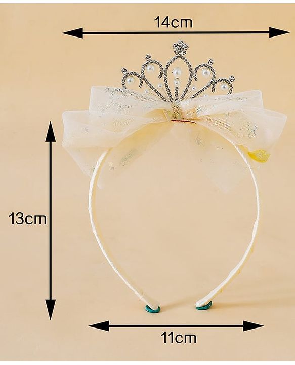 Babyhug Hair Band With Bow and Tiara Applique Free Size - Blue