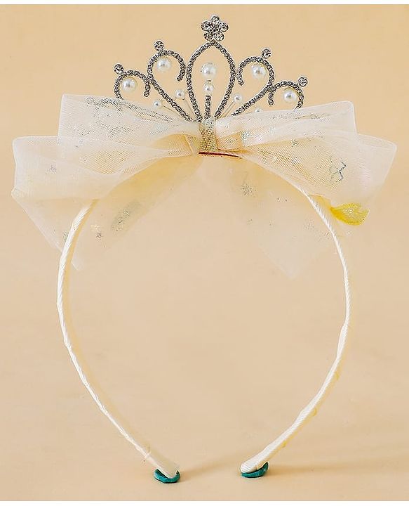 Babyhug Hair Band With Bow and Tiara Applique Free Size - Blue