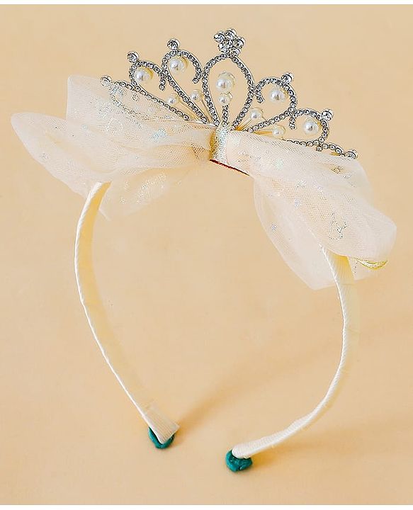 Babyhug Hair Band With Bow and Tiara Applique Free Size - Blue