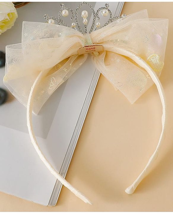 Babyhug Hair Band With Bow and Tiara Applique Free Size - Blue