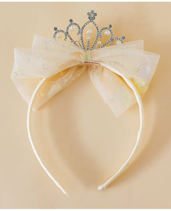 Babyhug Hair Band With Bow and Tiara Applique Free Size - Blue