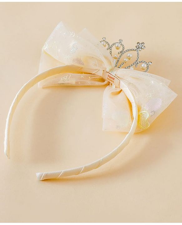 Babyhug Hair Band With Bow and Tiara Applique Free Size - Blue
