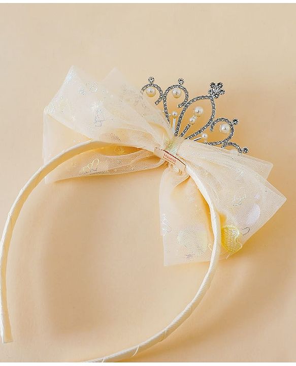 Babyhug Hair Band With Bow and Tiara Applique Free Size - Blue