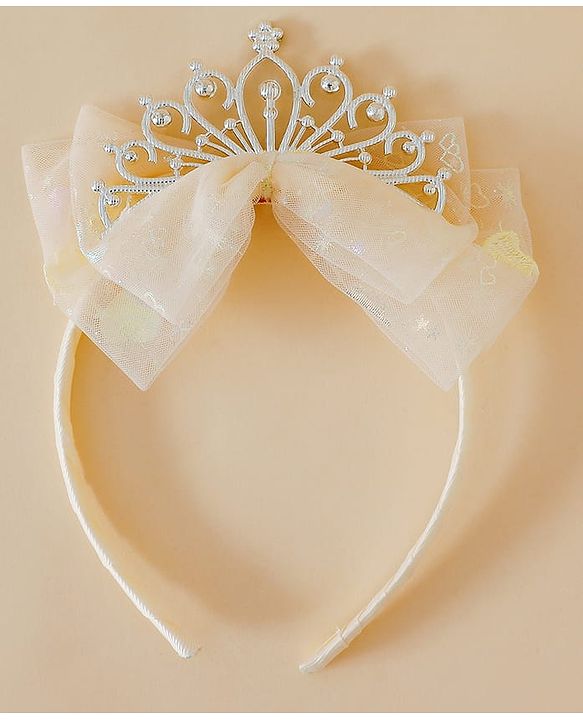 Babyhug Hair Band With Bow and Tiara Applique Free Size - Blue