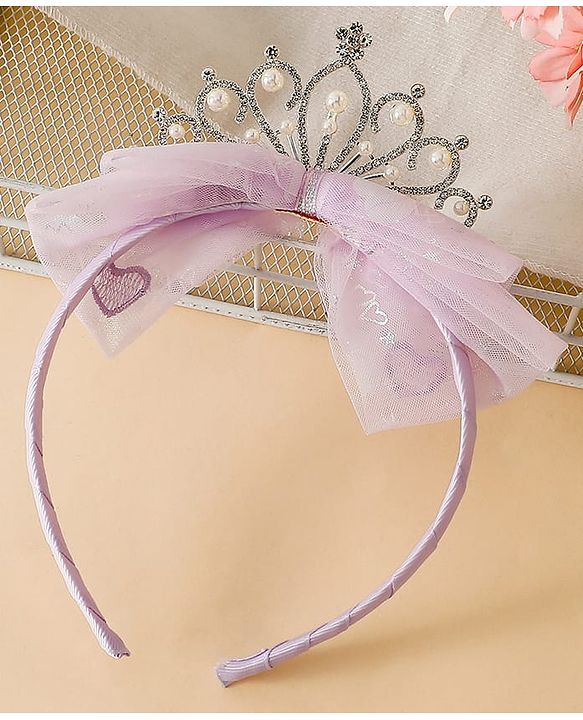 Babyhug Hair Band With Bow and Tiara Applique Free Size - Blue