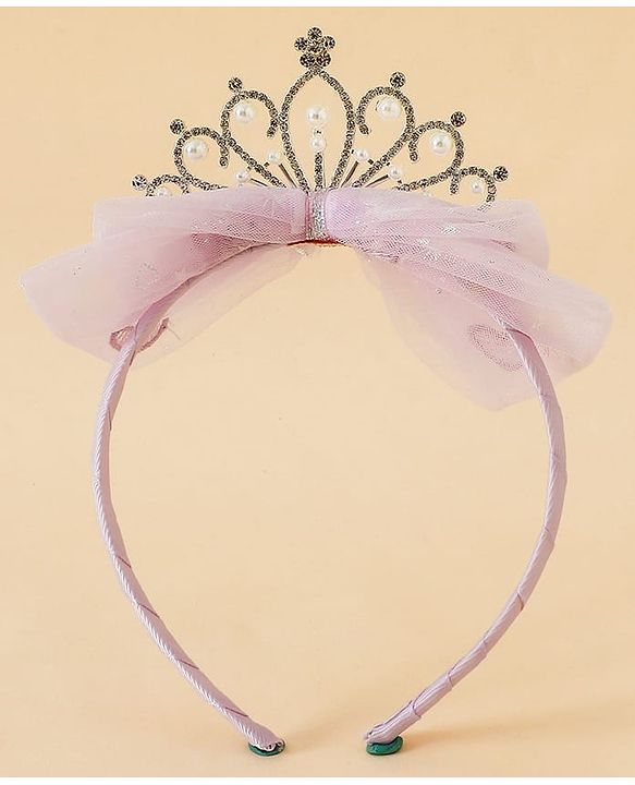 Babyhug Hair Band With Bow and Tiara Applique Free Size - Blue