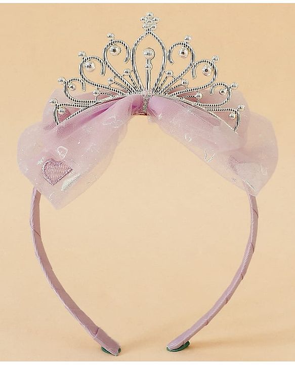Babyhug Hair Band With Bow and Tiara Applique Free Size - Blue