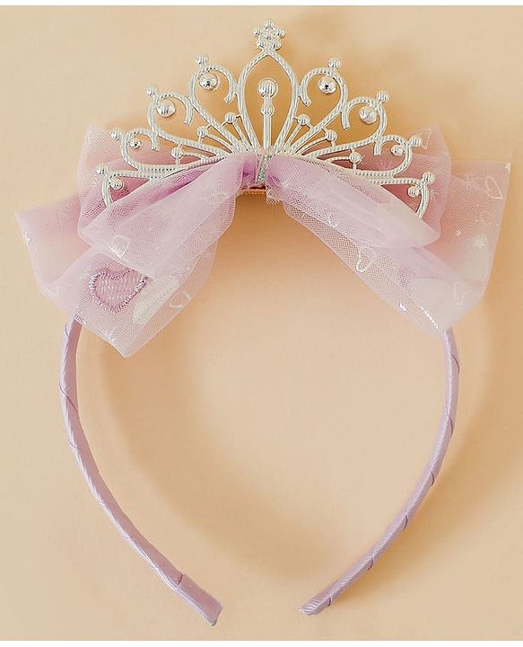 Babyhug Hair Band With Bow and Tiara Applique Free Size - Blue